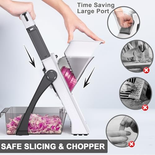QYKIC Mandoline Slicer for Kitchen, Adjustable 0.1-8mm (S3 White)
