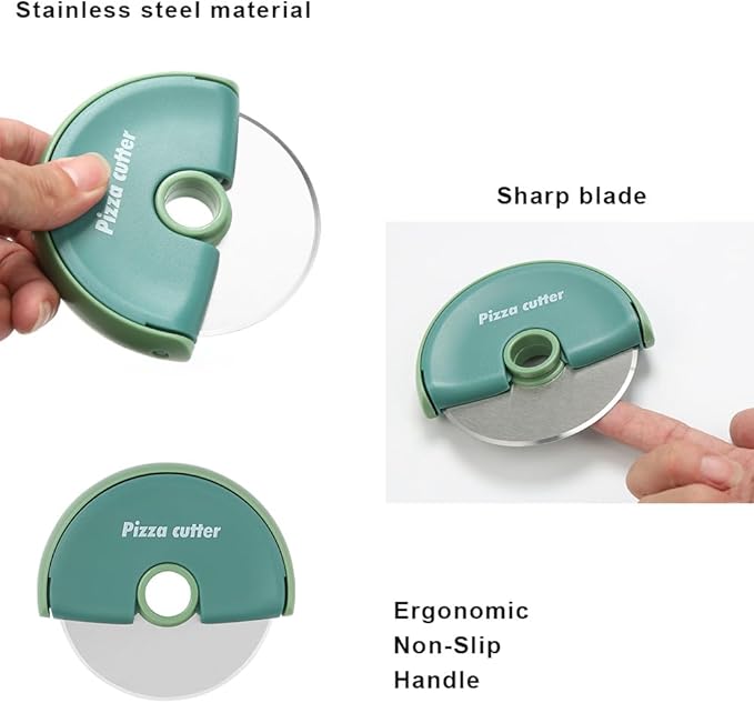 Generic Pizza cutter wheel with protective blade cover, easy to clean, dishwasher safe Handheld rolling pizza slicer (01), undefined
