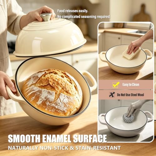 Cast Iron Bread Dutch Oven 6QT Pink Enameled with Lid
