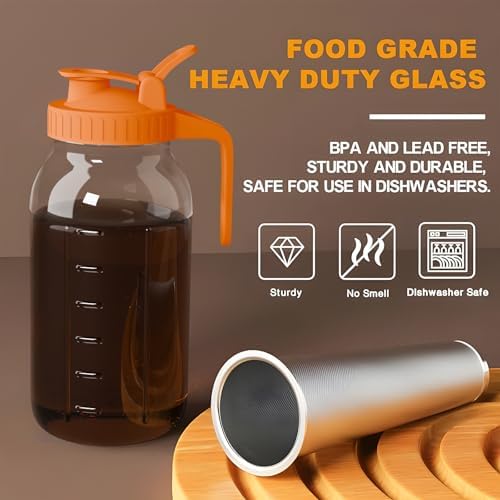 JunVpic Cold Brew Coffee Maker, 64 oz Glass Mason Jar Pitcher