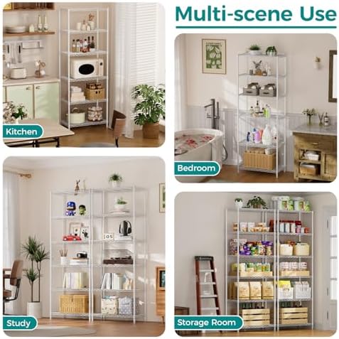 SINGAYE 6 Metal Shelves Wire Shelving Storage Shelf Adjustable Unit Pantry