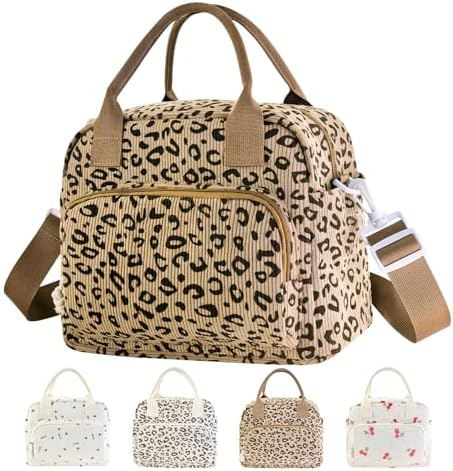 Mziart Lunch Box for Women Men, Large Cute Insulated Lunch Bag Leakproof Thermal Lunchbox Cooler Tote Bags with Adjustable Strap for Work Picnic Travel (Leopard Print)