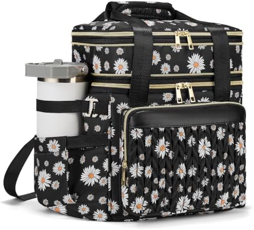 Lunch Box for Women Double Deck Large Lunch Bag Women Daisy Tote Lunch Bag