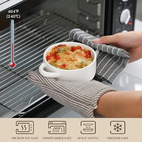 MALACASA Mini Cocotte Set of 4, 14 OZ Ceramic Casserole Dishes with Lids