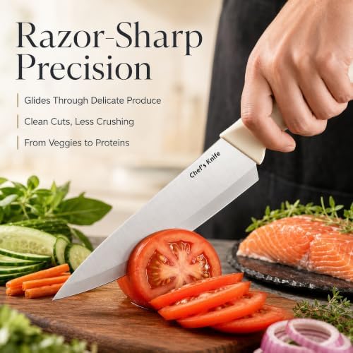 14-Piece Kitchen Knife Block Set with Built-In Sharpener