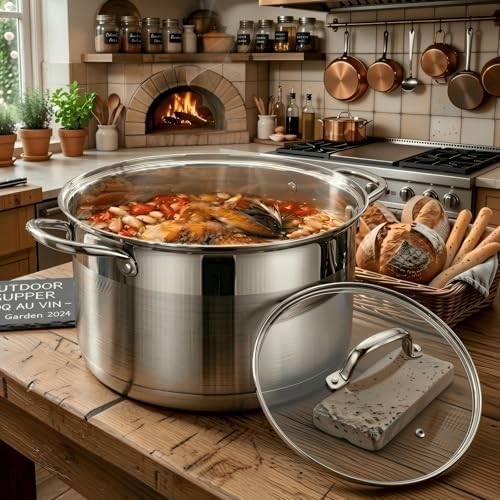 10 Quart Stock Pot, Stainless Steel Pot with Lid For Induction