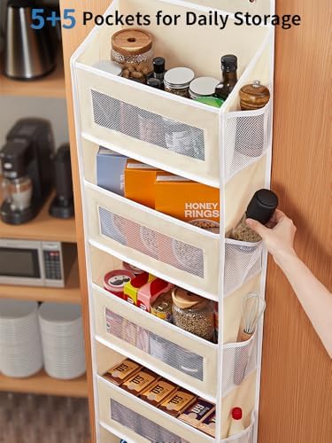 JARLINK Over the Door Organizer for Bedroom, Pantry Bathroom, 5 Shelf Beige
