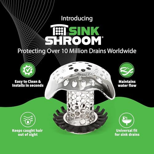 SinkShroom Ultra Revolutionary Bathroom Sink Drain Protector, Stainless Steel with Stopper