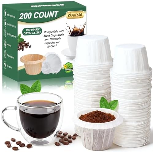 CAPMESSO K Cup Filters Disposable for Keurig Reusable K Cup, 200ct White