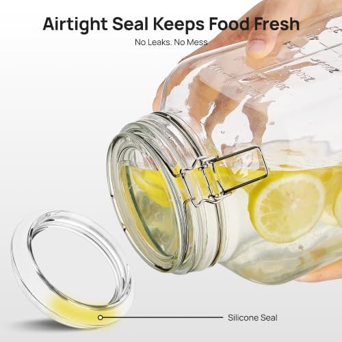 Vtopmart 1.1 Gallon Glass Storage Jars with Airtight Clamp Lids, 2 Pack
