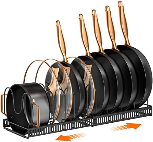 MUDEELA Expandable Pot Pan Lid Organizers inside Cabinet, 10 Divider-Black