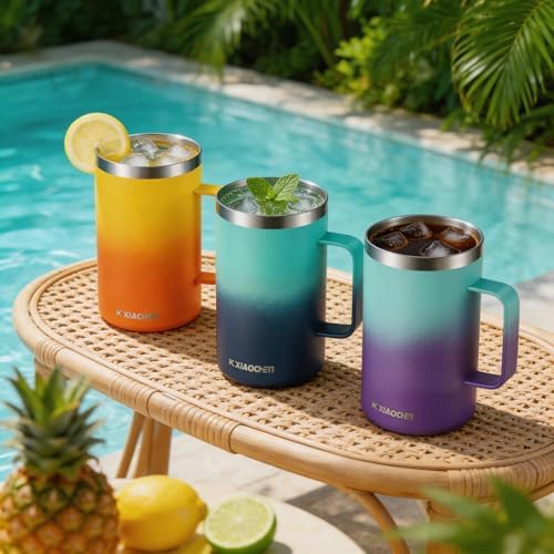 KXIAOCHEN 20 oz Insulated Coffee Mug, Coffee Cup with Lid and Wide Handle