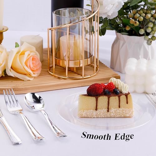Bestluck 100PCS Clear Plastic Dessert Plates 7inch