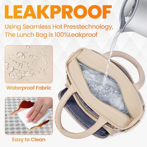 Artelaris Lunch Bag Women, Adult Insulated Lunch Box, Leakproof Lunch Cooler Bag, Reusable Large Lunch Cooler for Work, Picnic, Travel (Beige)