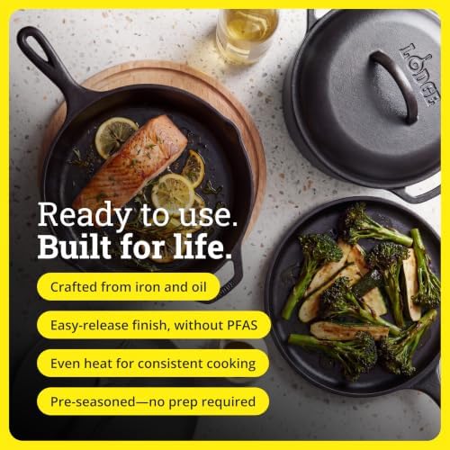 Lodge Cast Iron 4-Piece Set, PFAS-Free Pre-Seasoned Kitchen Set