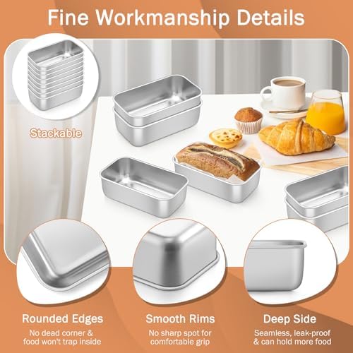 TeamFar Mini Loaf Pan, 12 PCS Stainless Steel Loaf Pans for Baking Bread