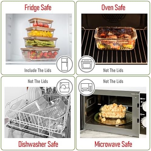 Ribbed Glass 4 Stackable Meal Prep Containers with Acacia Lids