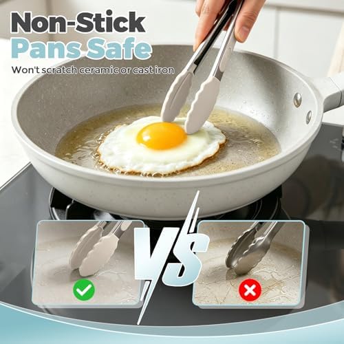 Small Cooking Tongs 7 inch Mini Serving Tongs with Silicone Tips