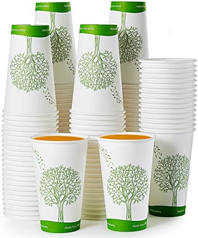 ECOLipak 210 Count 16 oz Compostable Paper Cup, Disposable Paper Coffee Cup