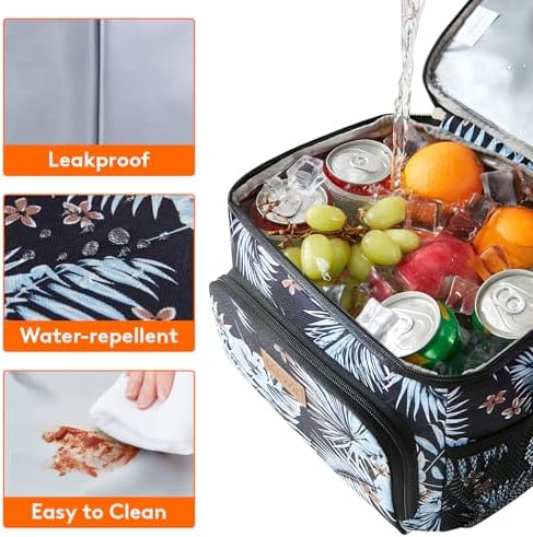 Lifewit Reusable Insulated Lunch Bag, Portable Cooler Freezable Soft Lunchbox Leakproof with Adjustable Shoulder Strap for Men Women Adult for Work Picnic or Travel, 9L 12 Can, Flower