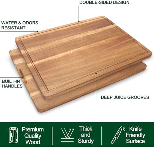 20" XL Extra Large Wood Cutting Boards for Kitchen Acacia Charcuterie Board
