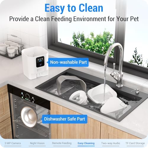Frienhund Automatic Cat Feeder with 2K Camera: 5G WiFi Automatic Dog Feeder with Night Vision,Cat Food Dispenser with 7L Large Food Storage Container for Multiple Pet,Detachable for Easy Clean -29 Cup