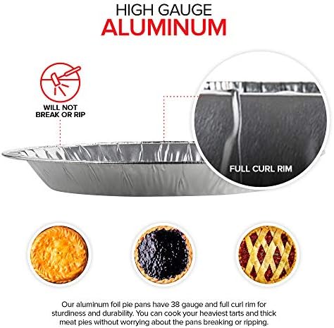 Stock Your Home 9 Inch Aluminum Tart Pie Pans (10 Count) - Disposable & Recyclable Large Pie Pan - Foil Pie Tin for Bakeries, Cafes, Restaurants - Durable Large Foil Pans for Pies, Fruit Tarts, Quiche