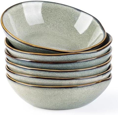 AmorArc Ceramic Cereal Bowls Set of 6, 24 oz Handmade Stoneware Bowls Set for Cereal Soup Salad, Stylish Kitchen bowls for Meal, Dishwasher & Microwave Safe