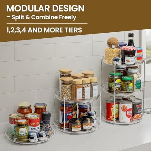2 Tier Clear Acrylic Lazy Susans, Non-Skid Turntable Organizer, 11'