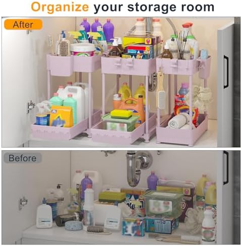 Sevenblue 3-Pack 2-Tier Under Sink Organizers with Sliding Drawers