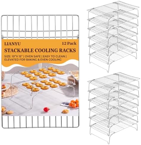 LIANYU 6-Tier Stackable Cooling Rack for Cooking & Baking, 10"x15", 2 Pack