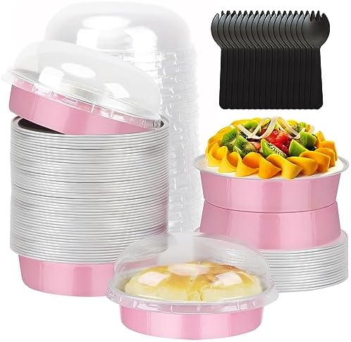 LNYZQUS 8oz Mini Pie Tins with Lids 50 Pack, 4 Inch Individual Cake Pans