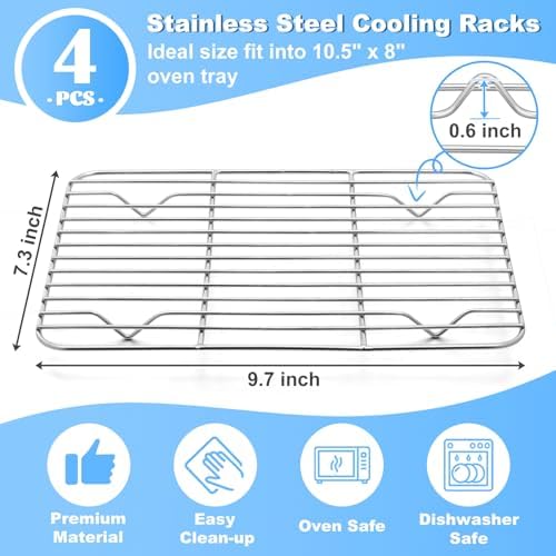 P&P CHEF 4 Pcs Baking Wire Rack for Cooling, 9.7 Inch