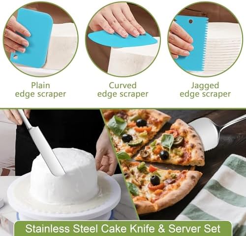 139PCS Springform Cake Pan Set - 4 Non-stick Cheesecake Pans(4/7/9/10-Inch) + Cake Decorating Supplies: Parchment Paper, Pastry Bags and Tips, Icing Scrapers, Cake Cutting Set & More