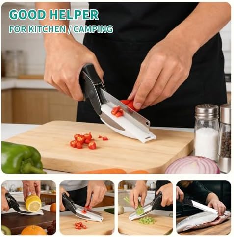 Professional 8-Inch Kitchen Shears with Built-in Cutting Board - Multi-Purpose Kitchen Scissors for Vegetables, Meat, and Ingredient Prep