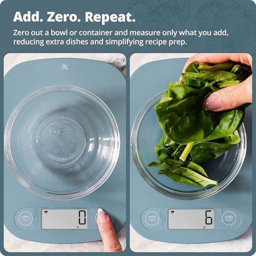 Greater Goods Food Scale, Slim & Compact Build, 1g Precision (Stone Blue)