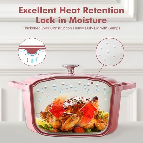 SENSARTE 3.5QT Enameled Cast Iron Dutch Oven Pot with Lid&Cotton Potholders