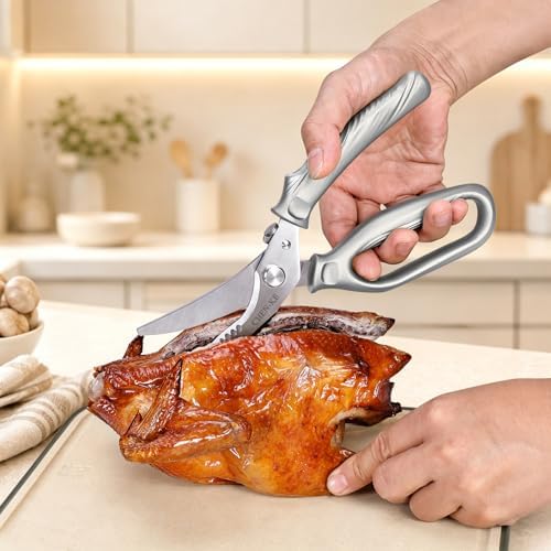 CHEN-KE Rust Resistant Heavy Duty Multipurpose Kitchen Shears-Silver