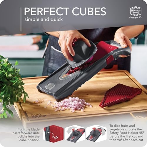 Börner by Reston Lloyd Mandoline Slicer Vital (Starter Set) • V-Slicer with 10 Cutting Styles & Safety Food Holder • Adjustable Kitchen Slicer & Dressing Function