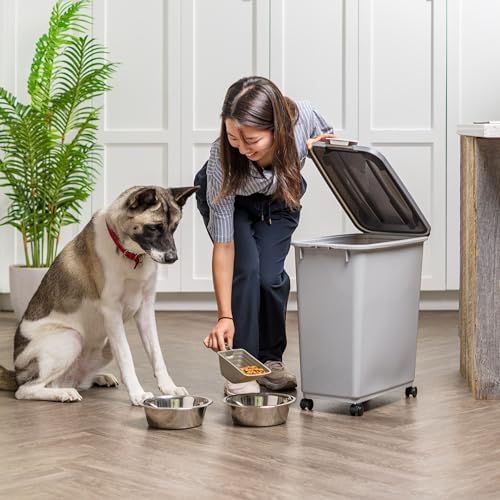 IRIS USA Dog Food Storage Container, Up to 40 lbs, Gray/Dark Gray