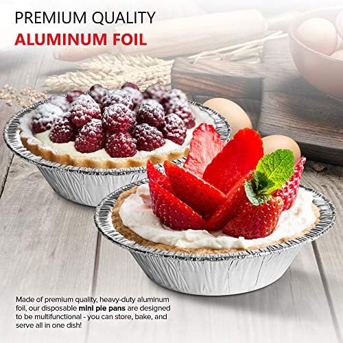 Stock Your Home 5 Inch Aluminum Foil Pie Pans (50 Count) - Disposable & Recyclable Mini Pie Pans - Foil Pie Tin for Bakeries, Cafes, Restaurants - Durable Mini Foil Pans for Pies, Fruit Tarts, Quiche