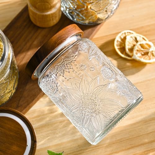 Adodeen Glass Storage Containers With Lids, Glass Jars With Lids, 24OZ