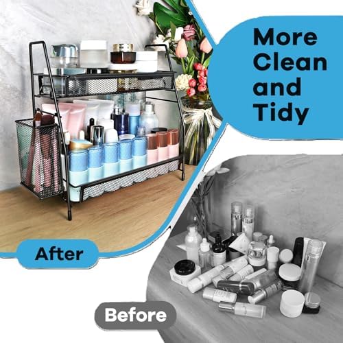 Bathroom Organizer Countertop, Spice Rack Organizer for Cabinet,Black