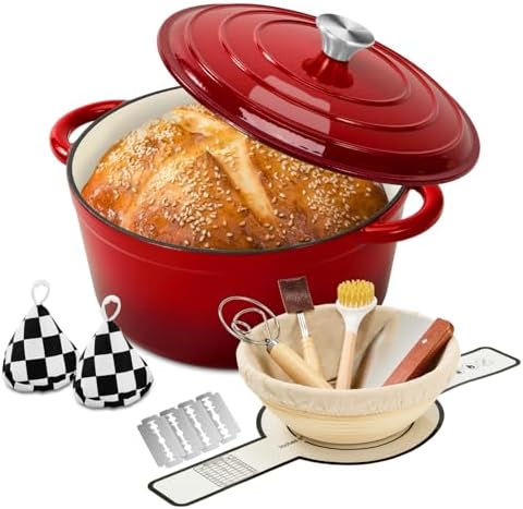 Enameled Cast Iron Dutch Oven pot 6.5 QT with Lid for Bread Baking
