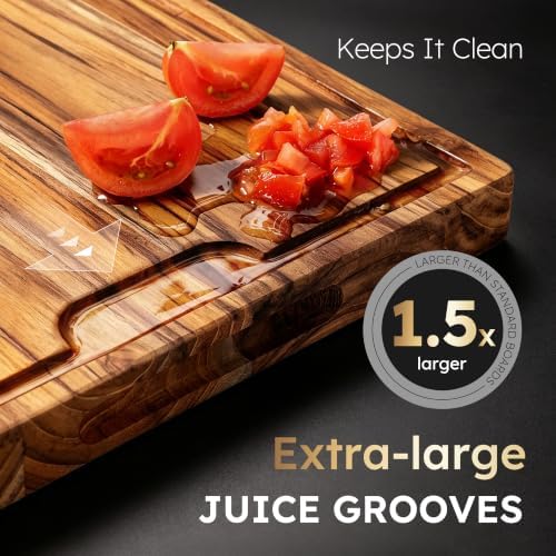 3-Piece Teak Cutting Board Set, Butcher Blocks with Juice Groove