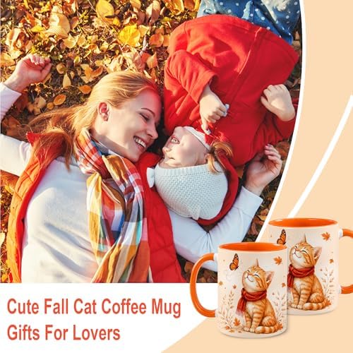 Hyturtle Orange Tabby Cat Coffee Mug, Cute Fall Gift For Cat Lovers