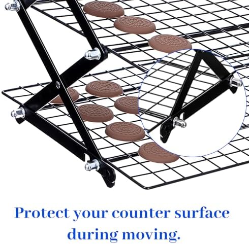 Sibba 4 Tier Collapsibl Cooling Rack, Adjustable 4 Setting Design Stainless Steel Baking Rack Stackable Roasting Cooking Drying Wire Cooling Racks for Cookies Baking Gifts for Women, Black