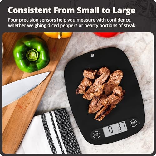 Greater Goods Food Scale, Slim & Compact Build, 1g Precision (Matte Black)