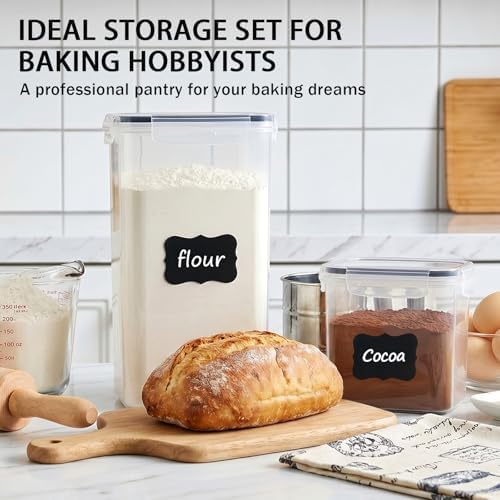 36 PCS Airtight Food Storage Containers with Lids, Plastic Kitchen and Organization Canisters for Cereal, Dry Food, Flour and Sugar, BPA-Free, PVC-Free, Includes Labels & Marker