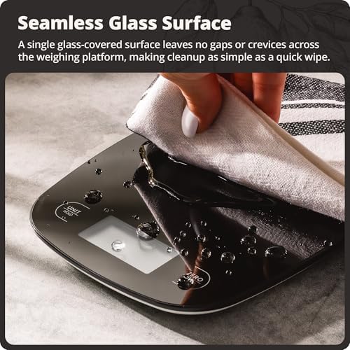 Greater Goods Food Scale, Slim & Compact Build, 1g Precision (Black Glass)